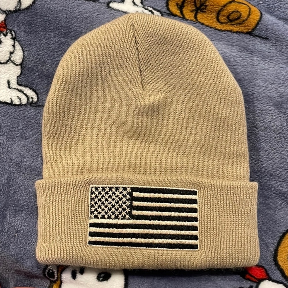 Tan American flag beanie